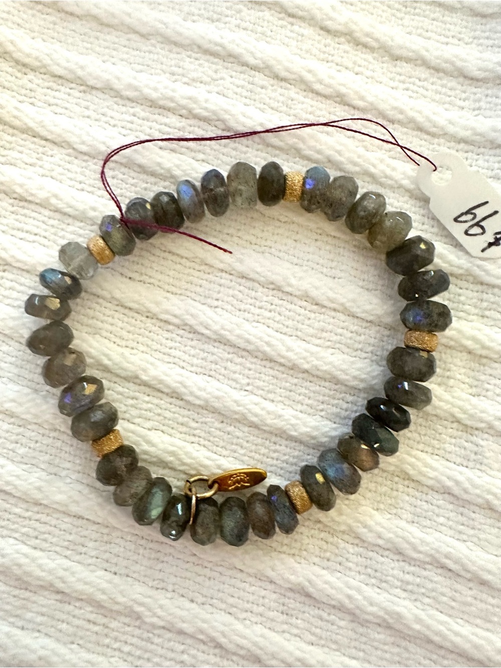 Labradorite Stretch Bracelet with Gold Accent - Unbranded